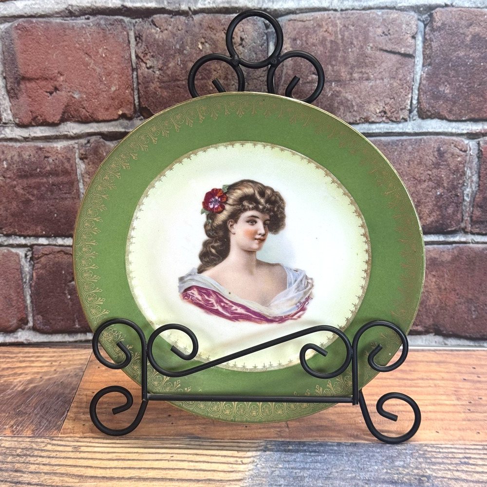 Antique Royal Vienna Portrait Plate Beehive Mark Signed G. Bonfits 1890s